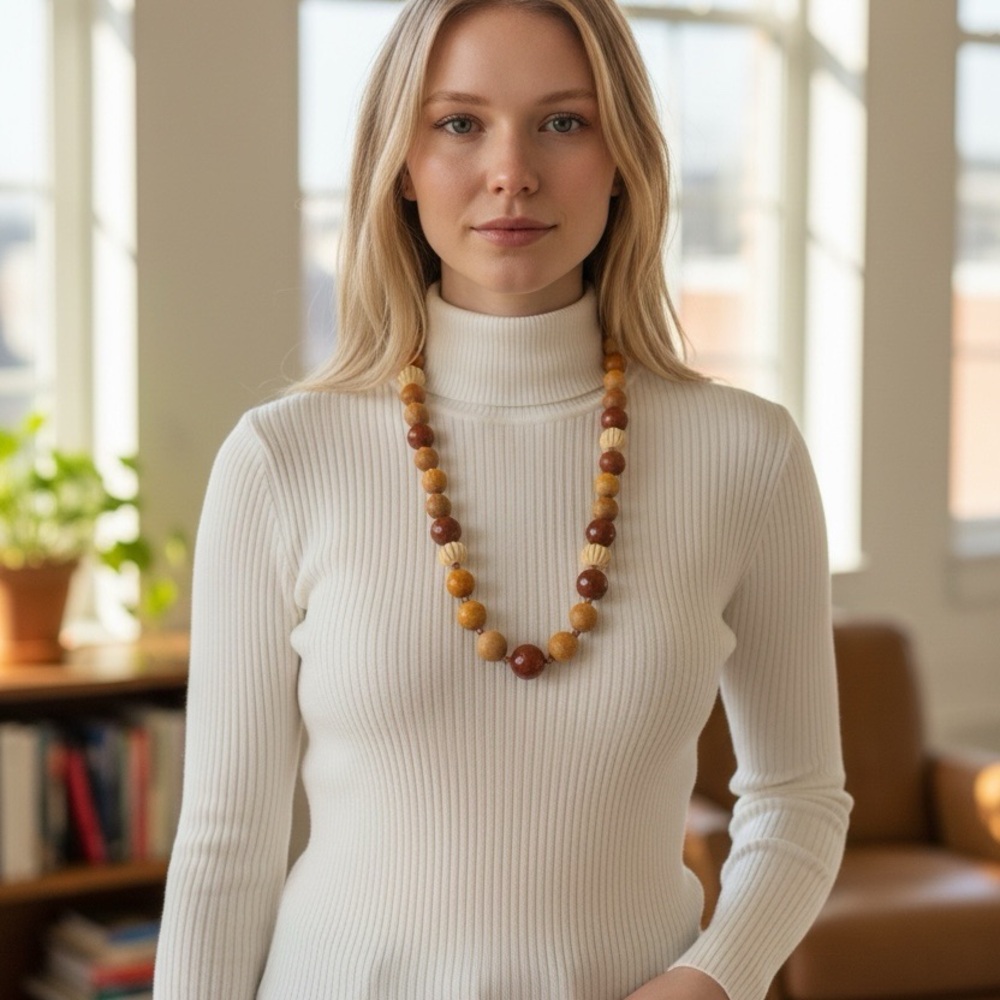 Wendy Mink Wooden Beaded Necklace